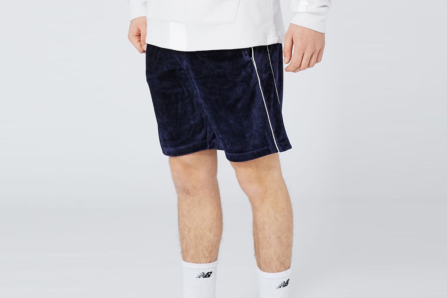 Navy Piping Velour Shorts