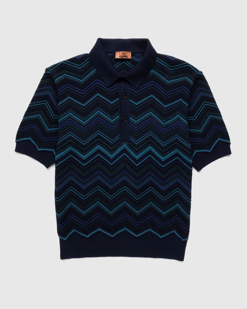 Zig Zag Polo Shirt Blue/Green/Coal 