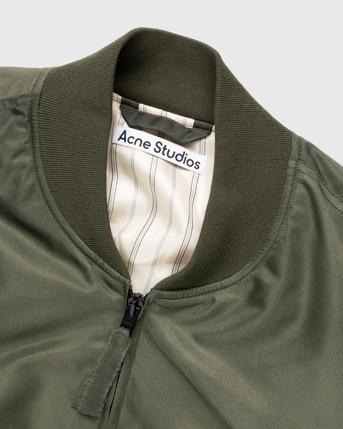 Acne Studios – Satin Bomber Jacket Olive Green - Outerwear - Green - Image 3