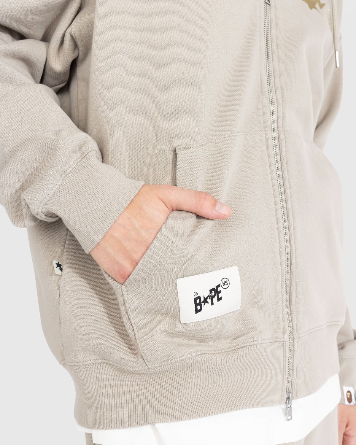 BAPE x Highsnobiety – Heavy Washed Zip Hoodie Beige - Sweats - Beige - Image 4