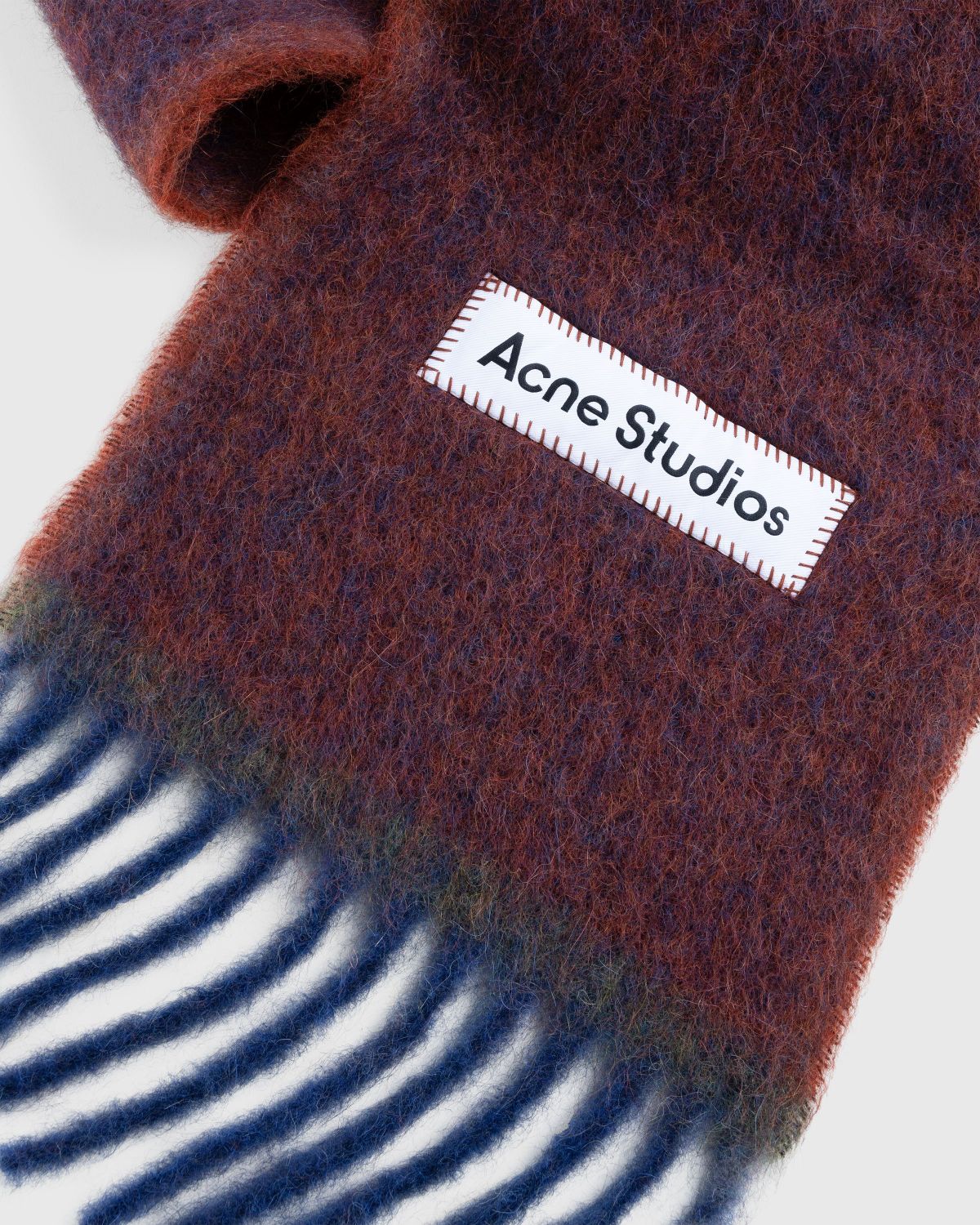 Acne Studios – Mohair Wool Fringe Scarf Brown - Scarves - Blue - Image 4