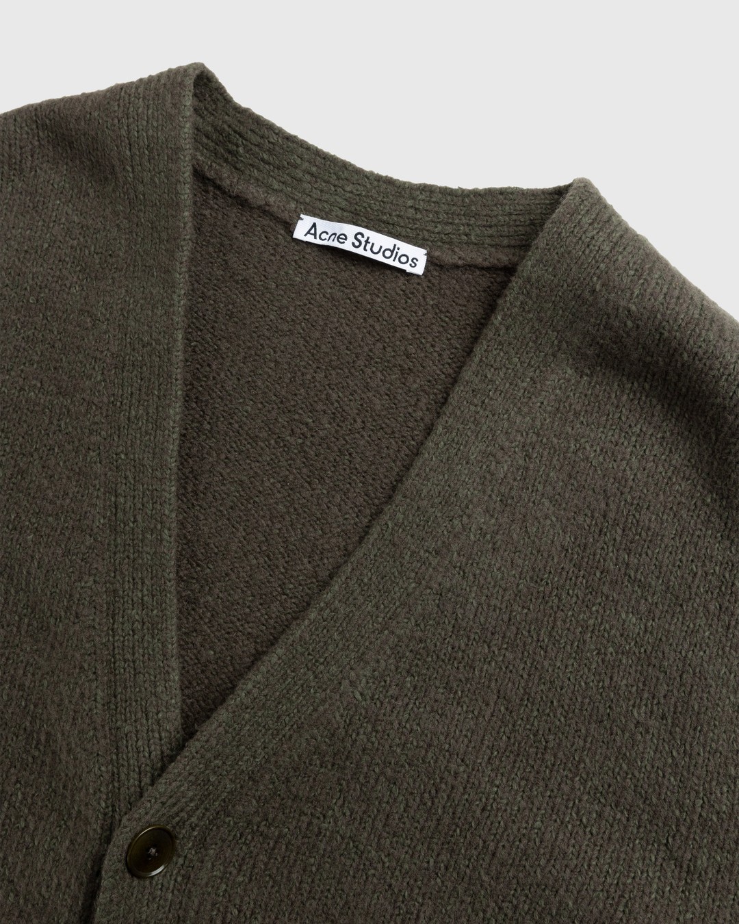 Acne Studios – Wool Blend V-Neck Cardigan Sweater Forest Green - Knitwear - Grey - Image 3