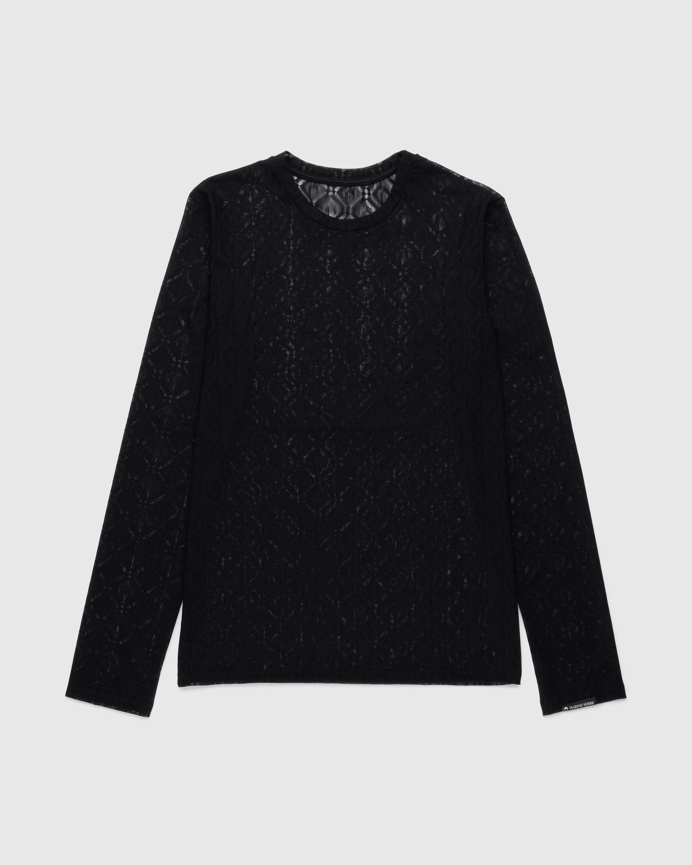 Marine Serre – Moon Diamant Mesh Jacquard Longsleeve Top Black - Tank Tops - Black - Image 1