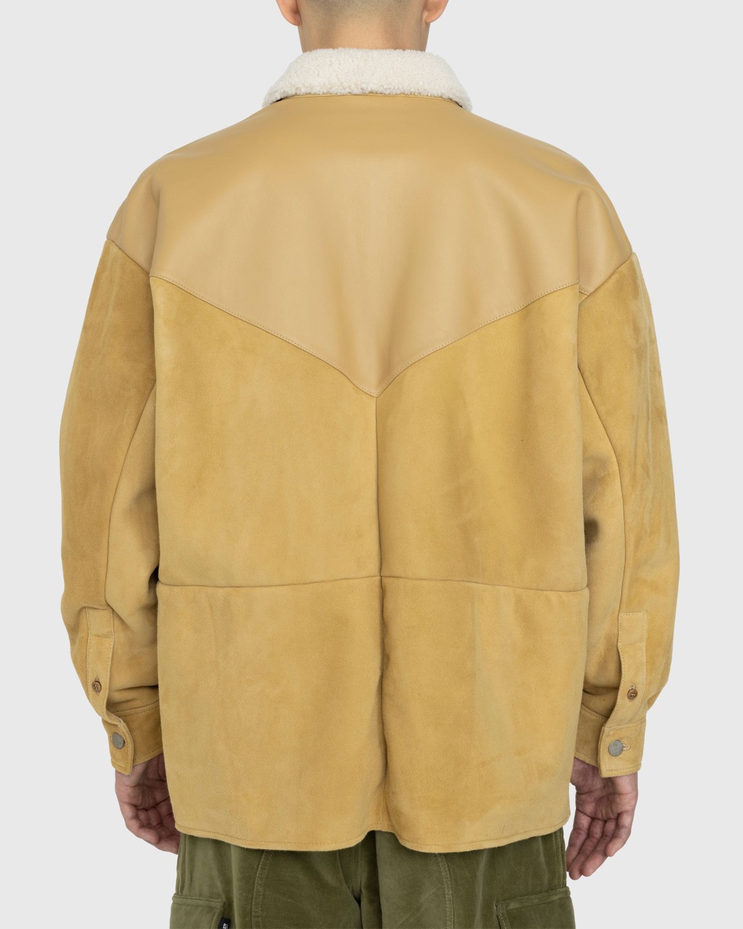 Acne Studios – Suede Leather Shearling Overshirt Straw Yellow - Fur & Shearling - Yellow - Image 5