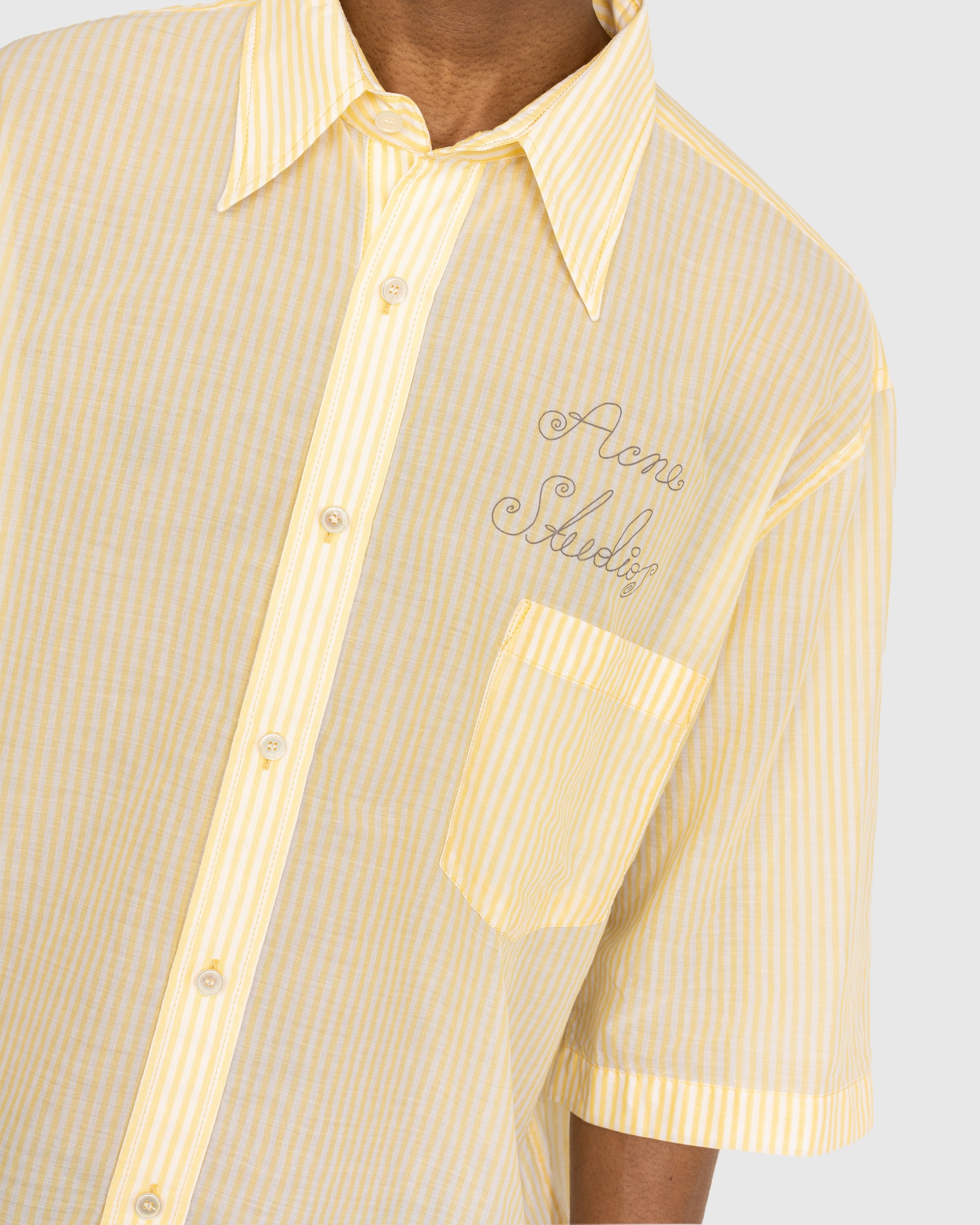 Acne Studios – Short Sleeve Button-Up Shirt Yellow - Shirts - Yellow - Image 4