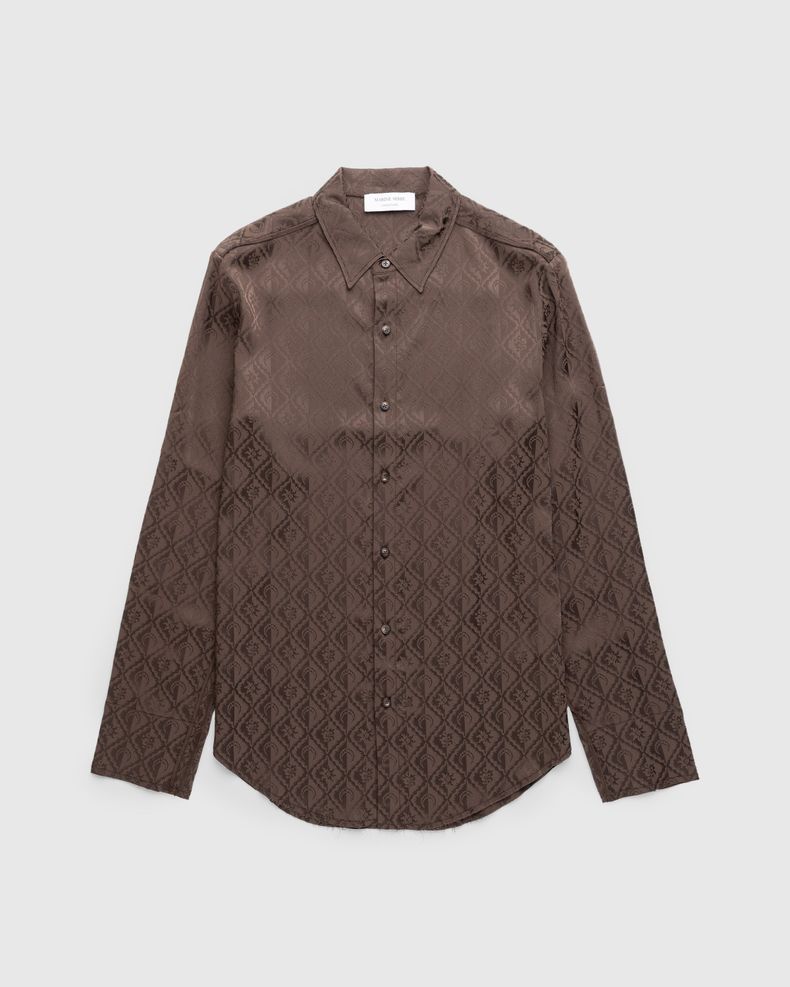 Moon Diamant Satin Jacquard Blouse Brown