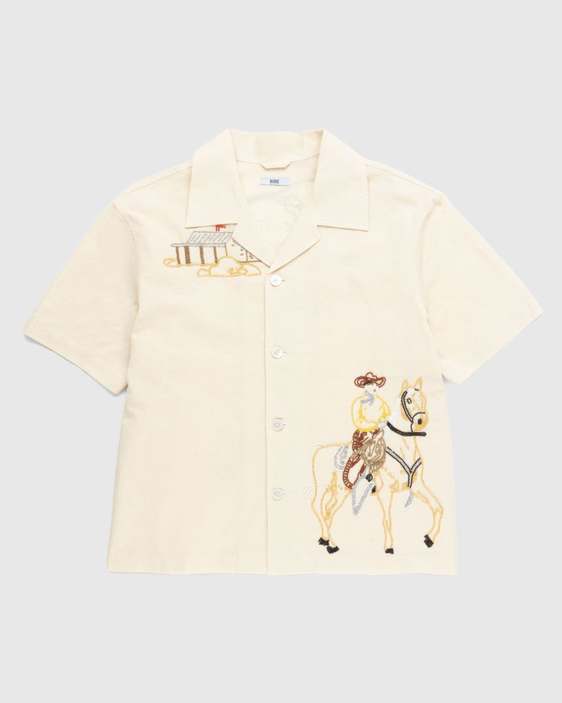 Beaded Buckaroo Short-Sleeve Shirt White