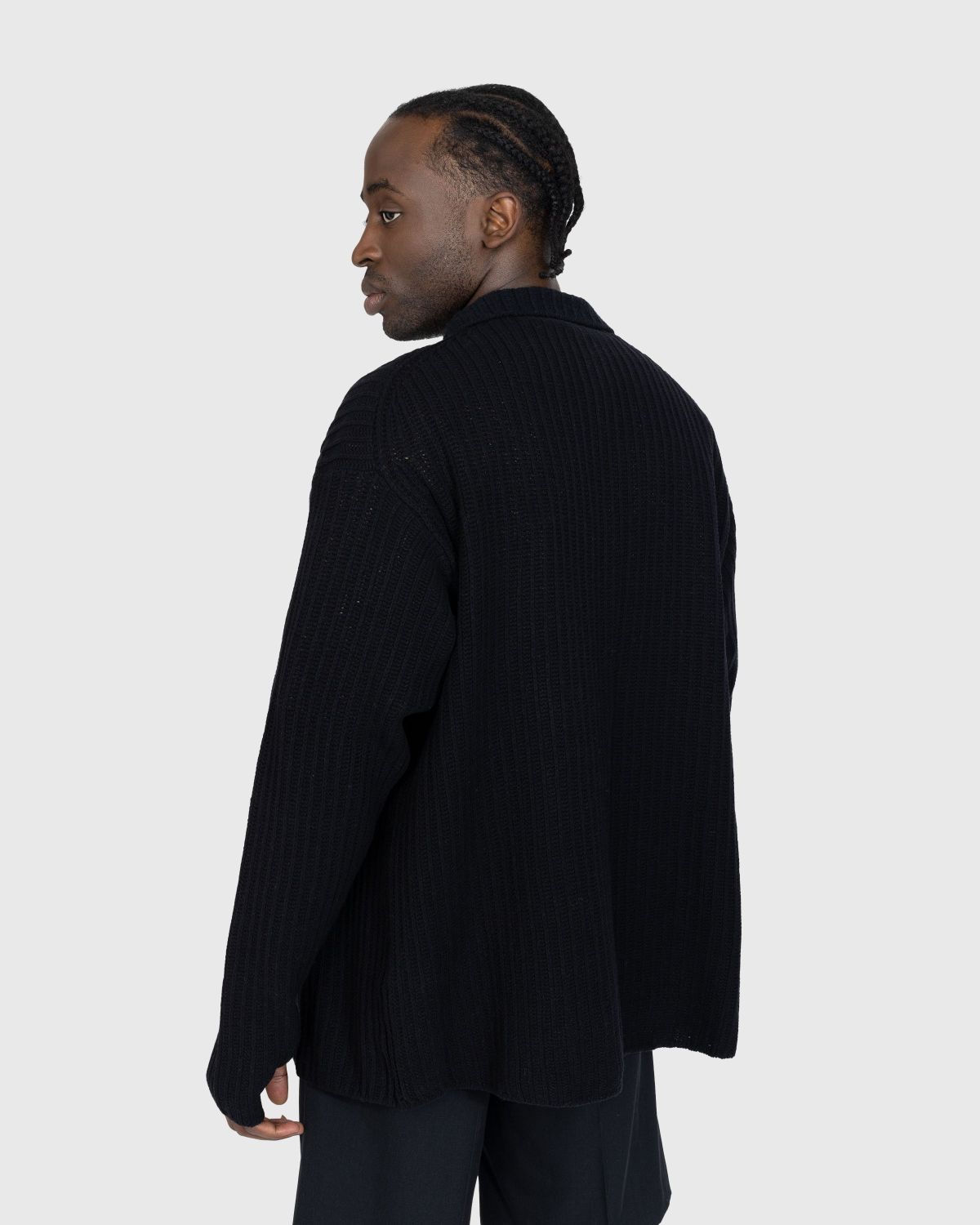 Auralee – Brushed Cotton Wool Rib Knit Shirt Black