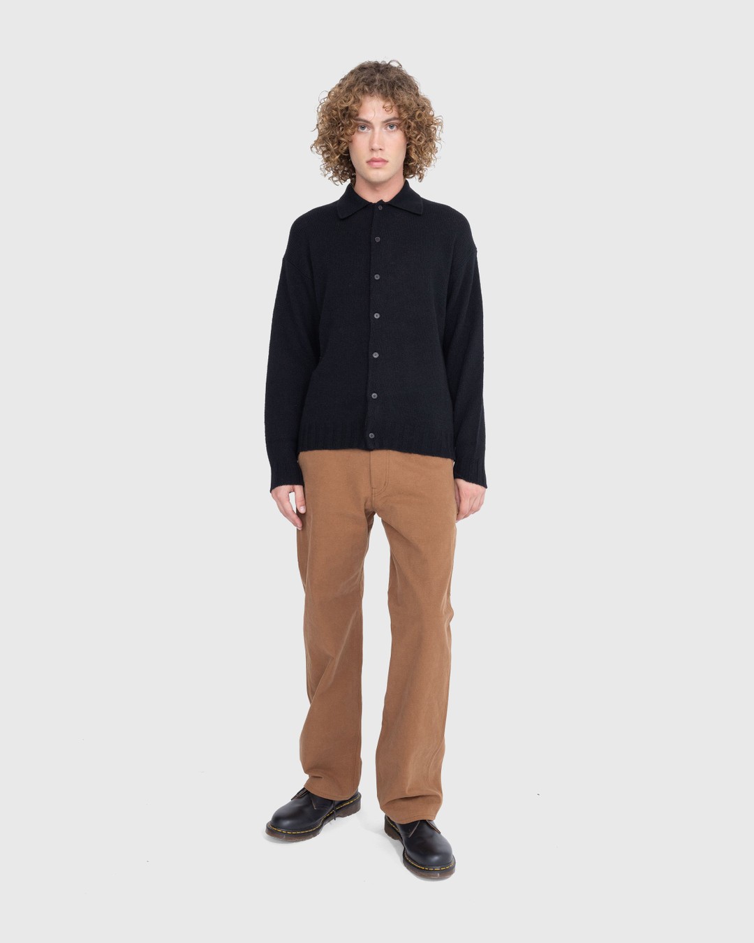 Auralee – Shetland Wool Cashmere Knit Cardigan Black - Knitwear - Black - Image 3