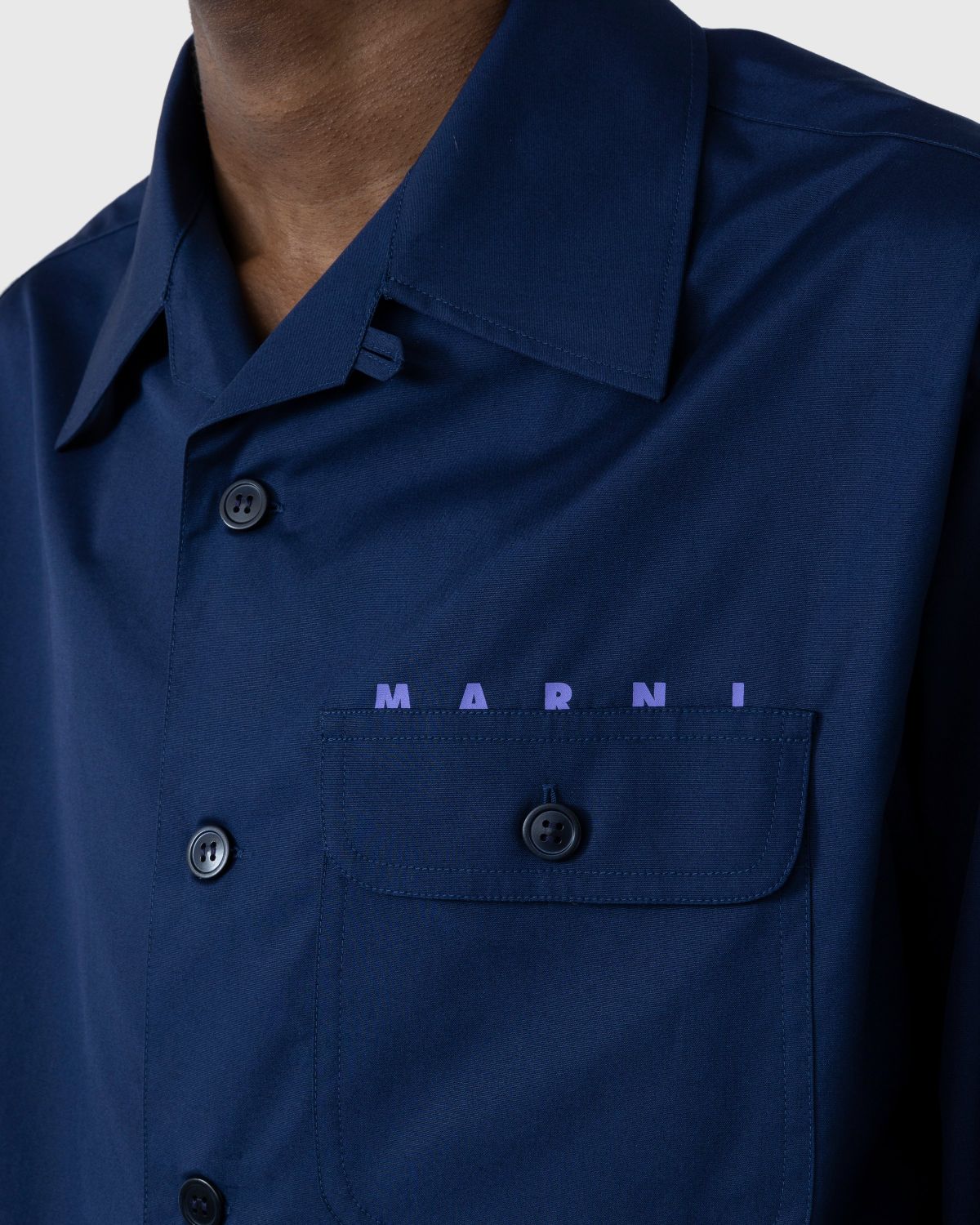 Marni – Logo Bowling Shirt Ink - Shirts - Blue - Image 7