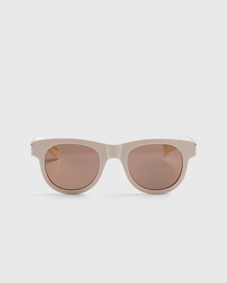 Saint Laurent – SL 571 Round Frame Sunglasses Ivory/Brown