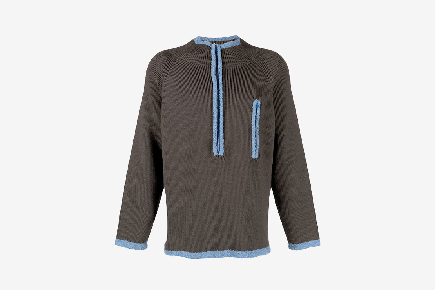 Zip-Front Knitted Sweater