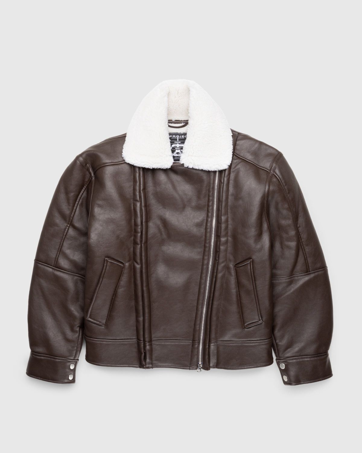 Y/Project – Hook and Eye Shearling Jacket Dark Brown/Off White