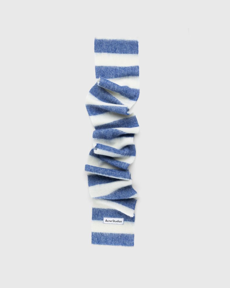 Acne Studios – Striped Wool Blend Scarf Blue/White