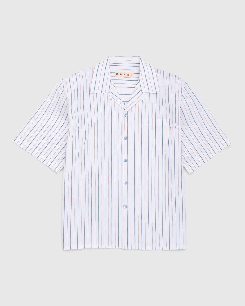 Striped Button-Up Shirt White