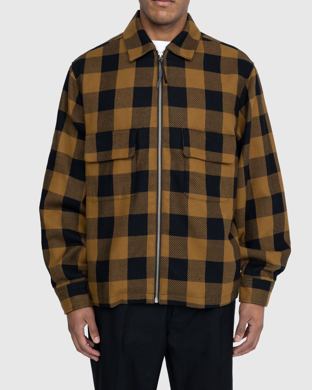 Highsnobiety – Buffalo Check Zip Shirt Brown - Shirts - Brown - Image 2