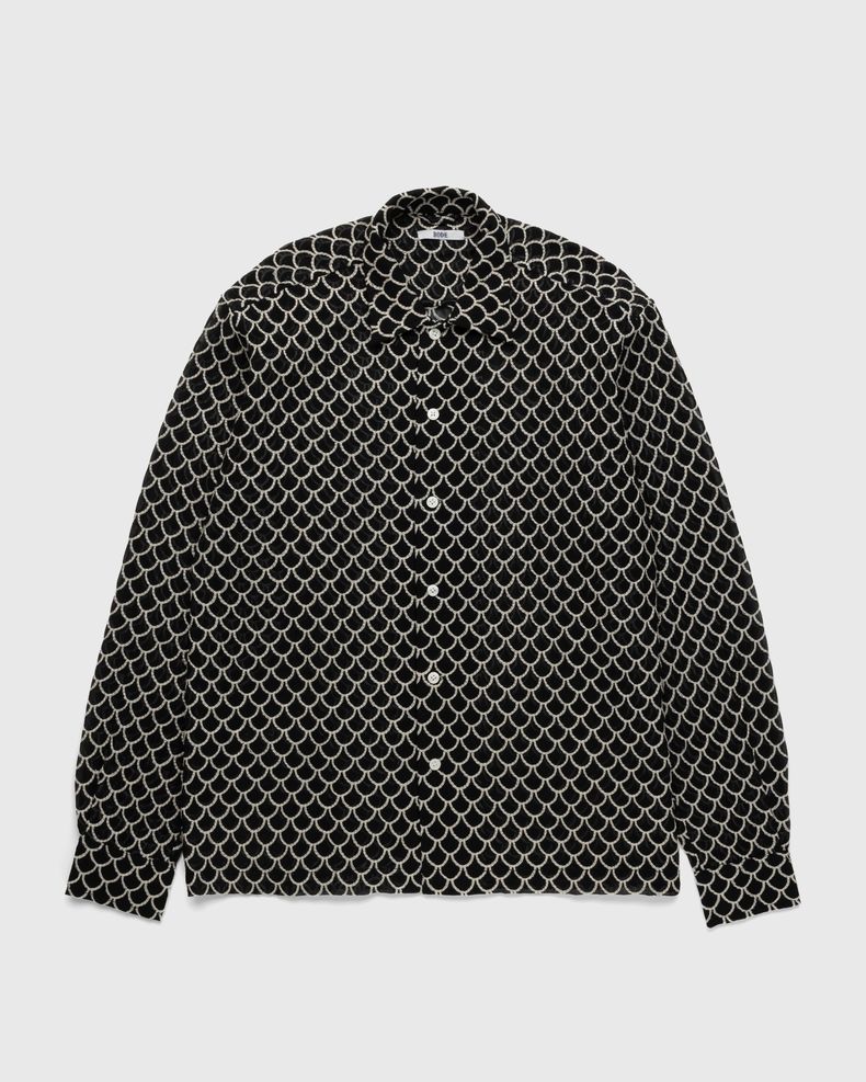 bode – Embroidered Sheer Siren Long-Sleeve Shirt Black