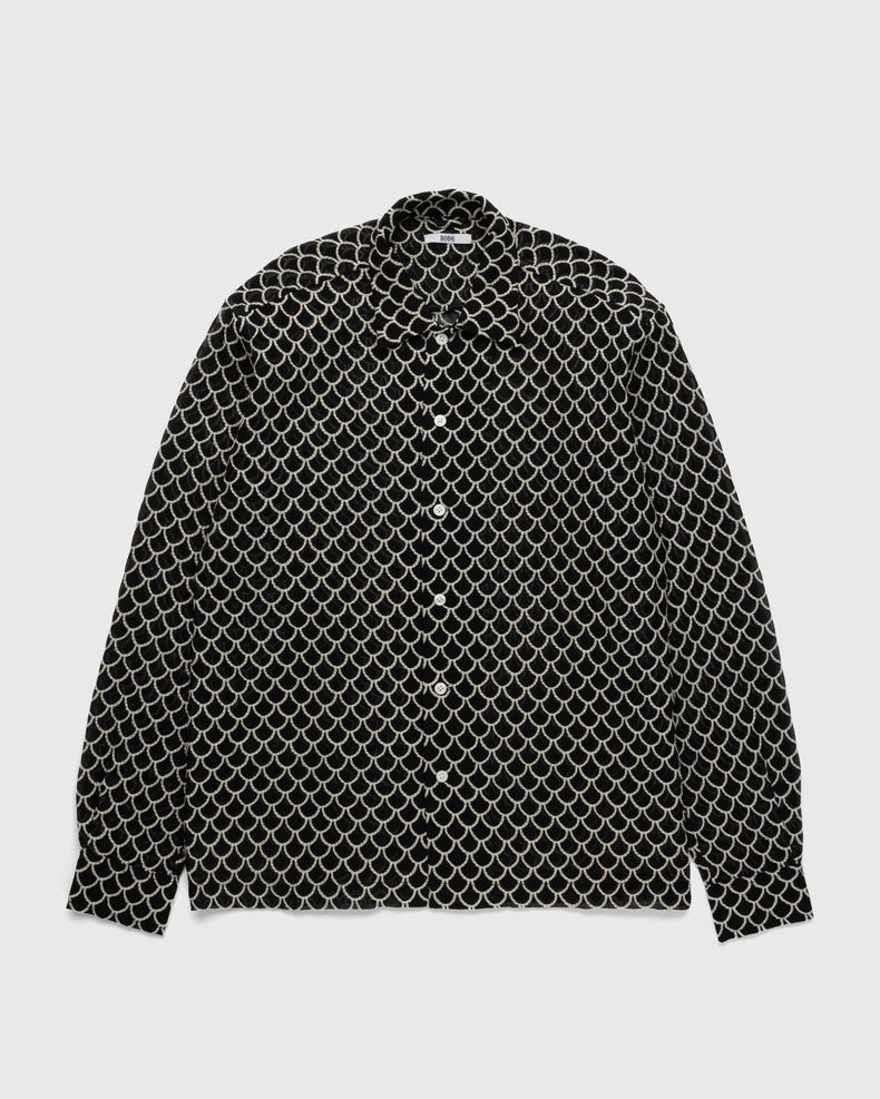 bode – Embroidered Sheer Siren Long-Sleeve Shirt Black