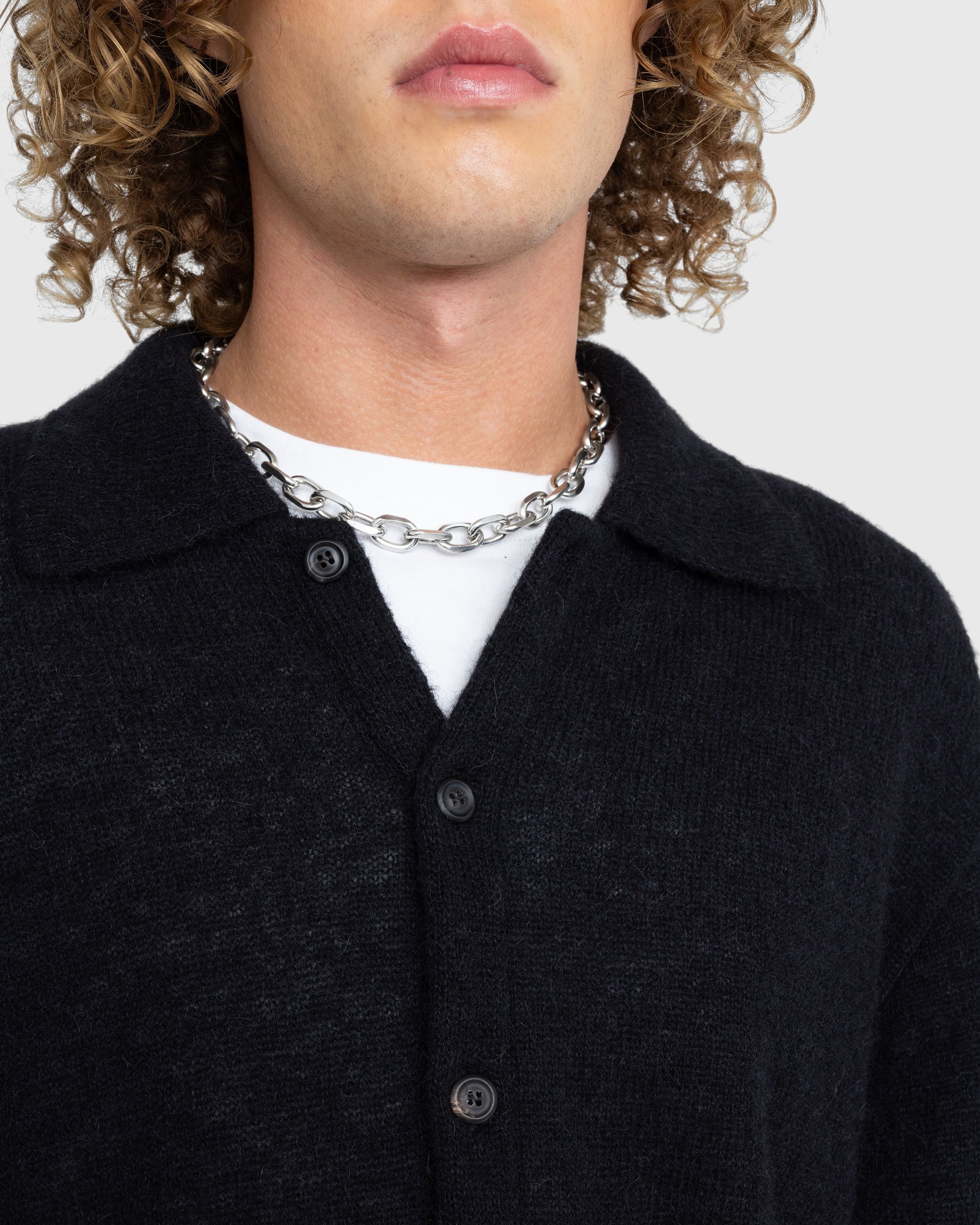 Our Legacy – Evening Polo Black Fuzzy Alpaca - Knitwear - Black - Image 4