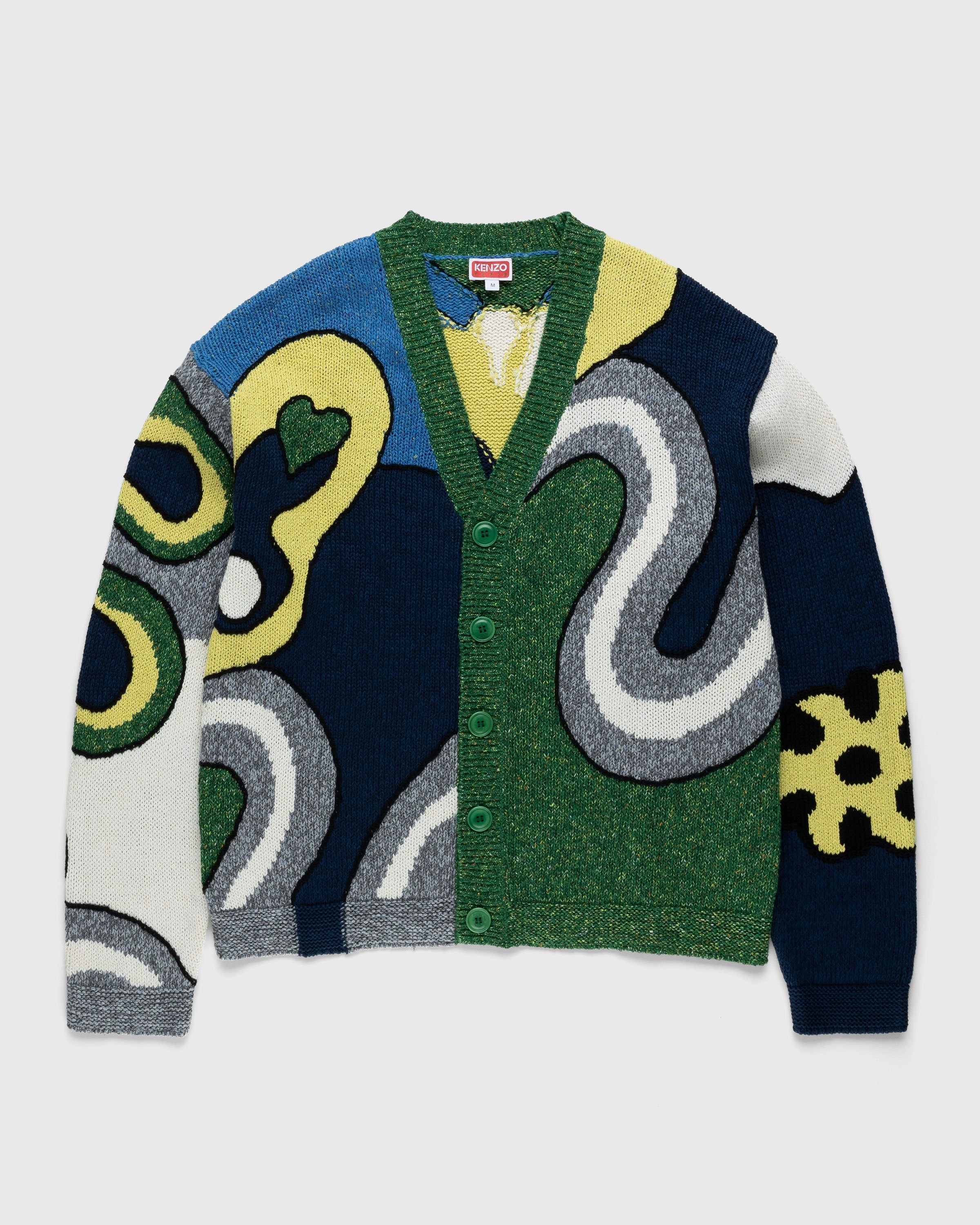 Kenzo – Wavy Stripe Wool Cardigan Midnight Blue - Knitwear - Blue - Image 1