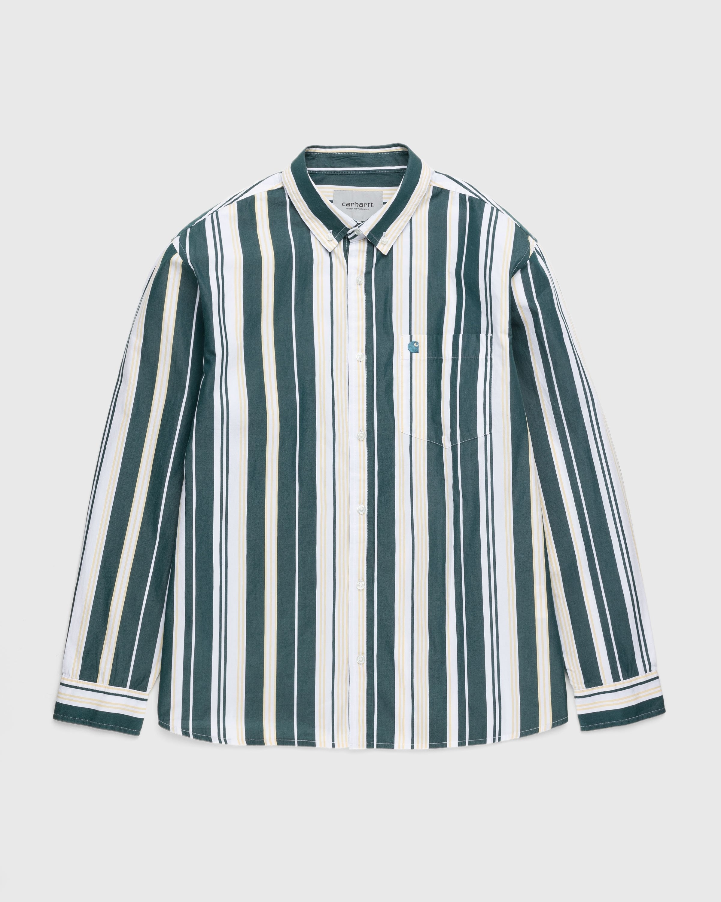 Carhartt blue striped hotsell shirt