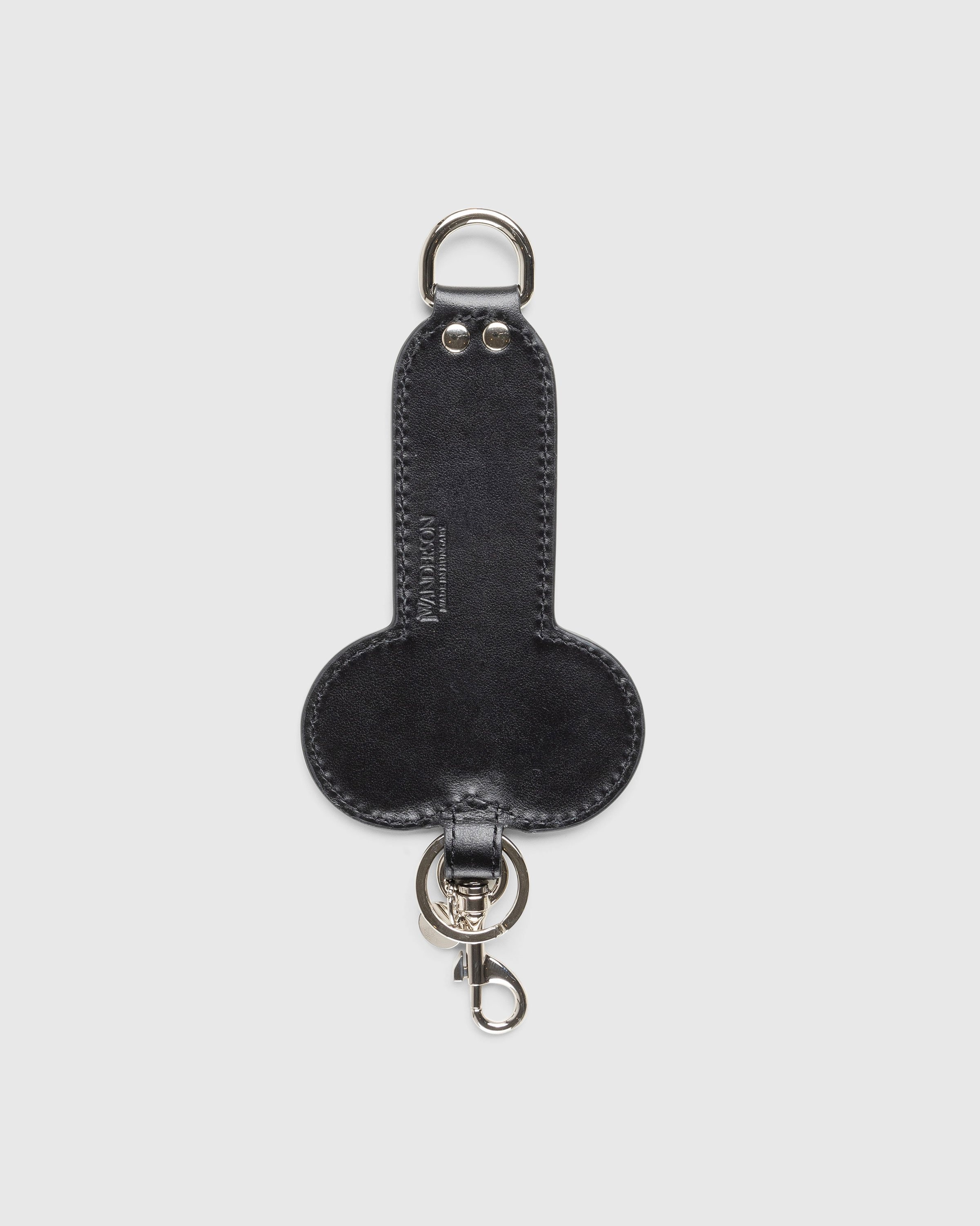 LEATHER CARDHOLDER WITH PENIS PIN STRAP in black