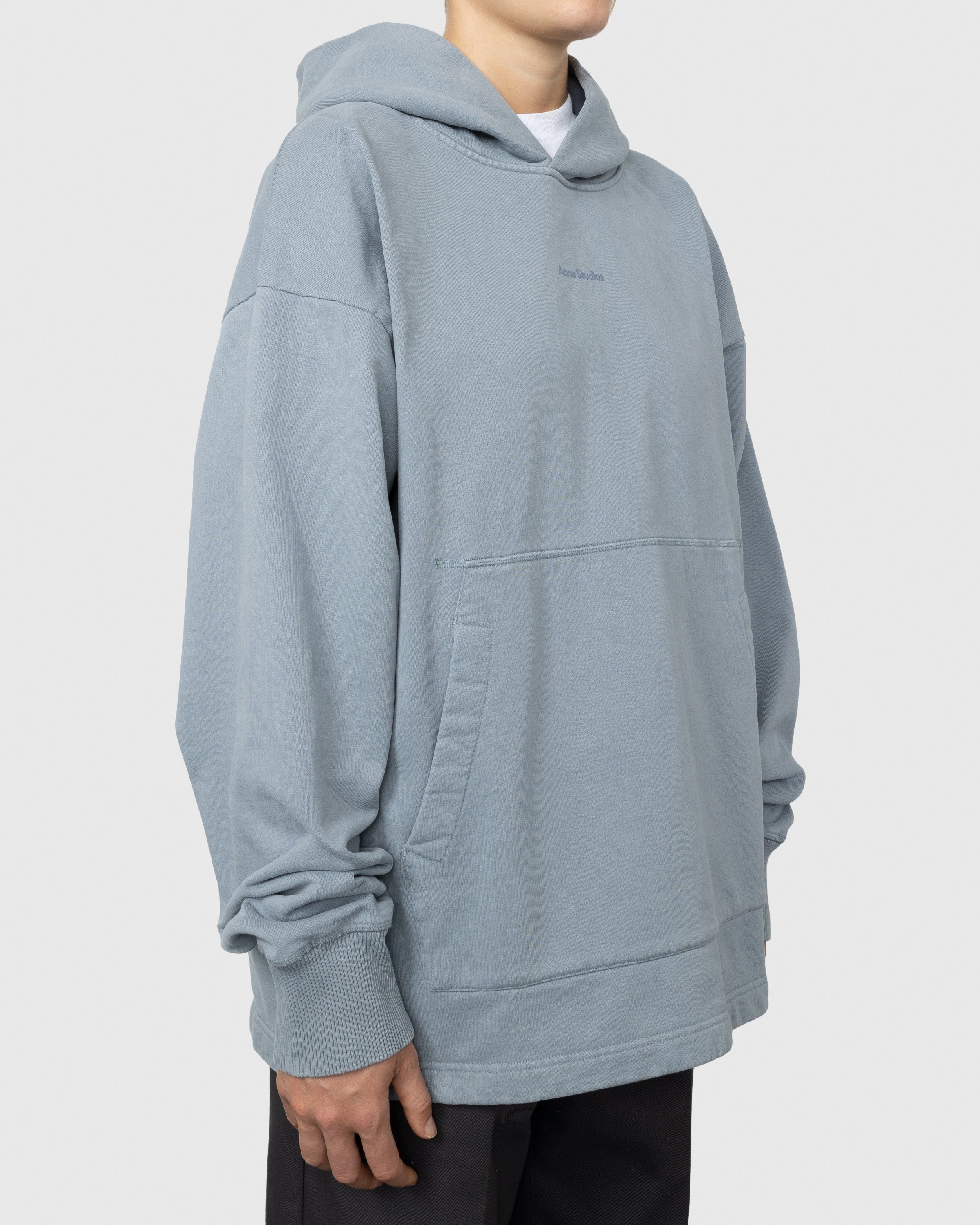 Acne Studios – Organic Cotton Logo Hoodie Steel Grey - Sweats - Grey - Image 3