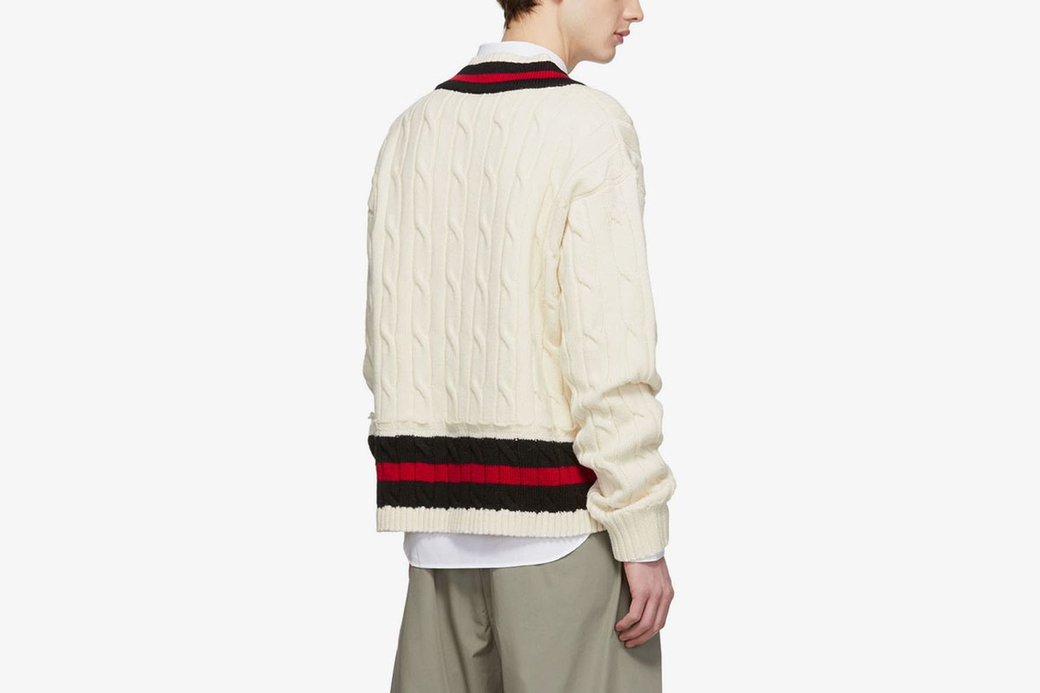 Beige Collegiate Decortique V-Neck Sweater