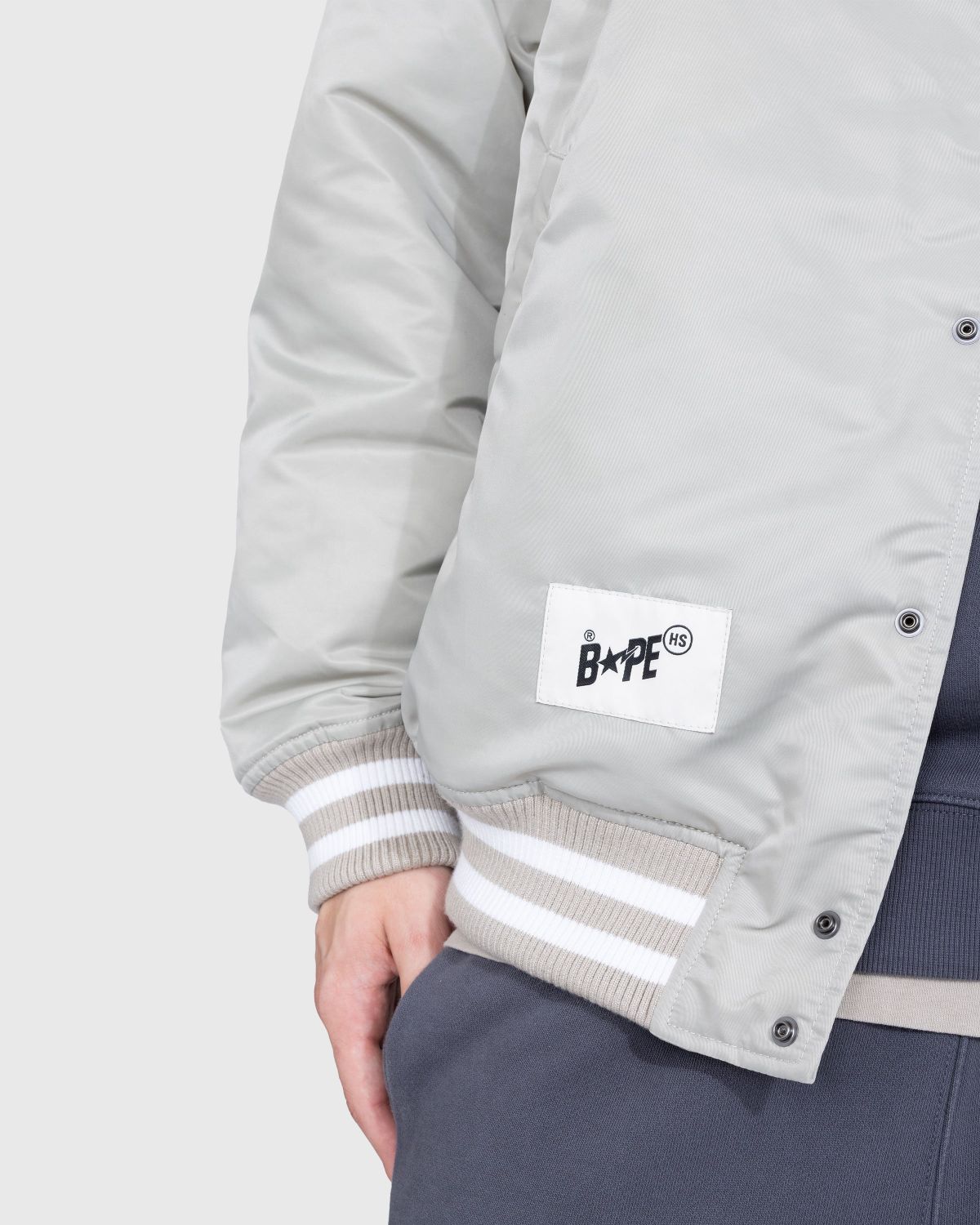 BAPE x Highsnobiety – Varsity Jacket Ivory - Outerwear - Grey - Image 4