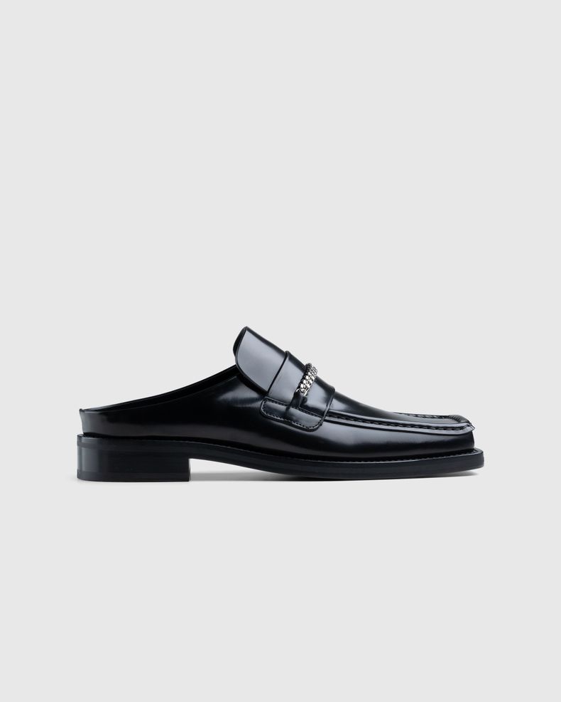 Square Toe Mule Black High Shine
