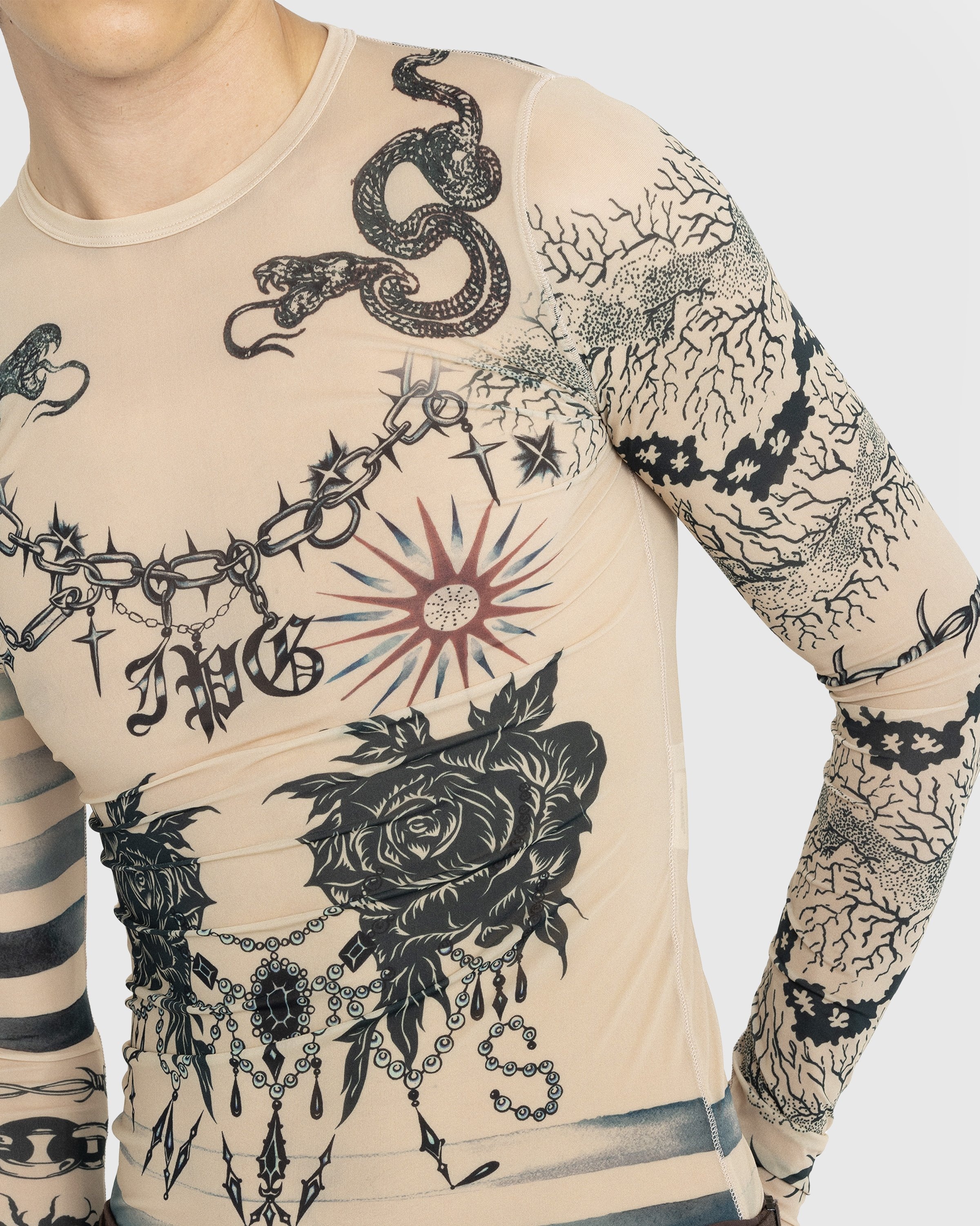 Jean Paul Gaultier – Trompe l'oeil Tattoo Longsleeve Top Nude/Grey