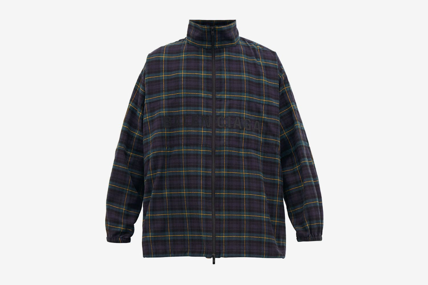Logo-Embroidered Checked Flannel Jacket