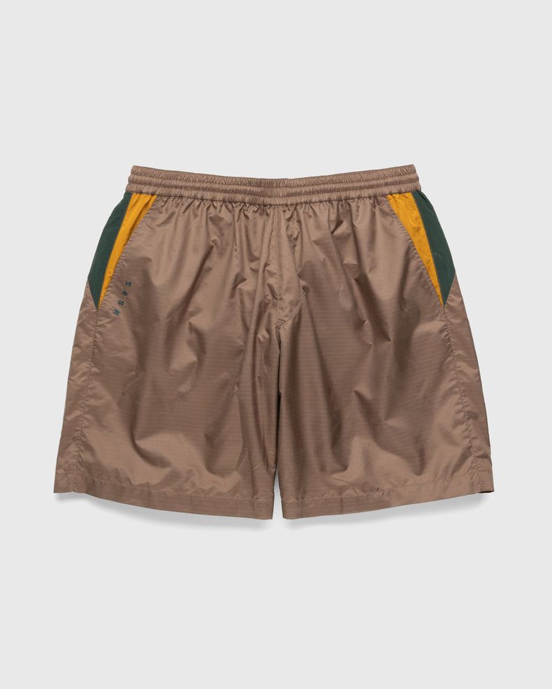 Highsnobiety – Mix Panel Nylon Shorts Brown/Dark Green