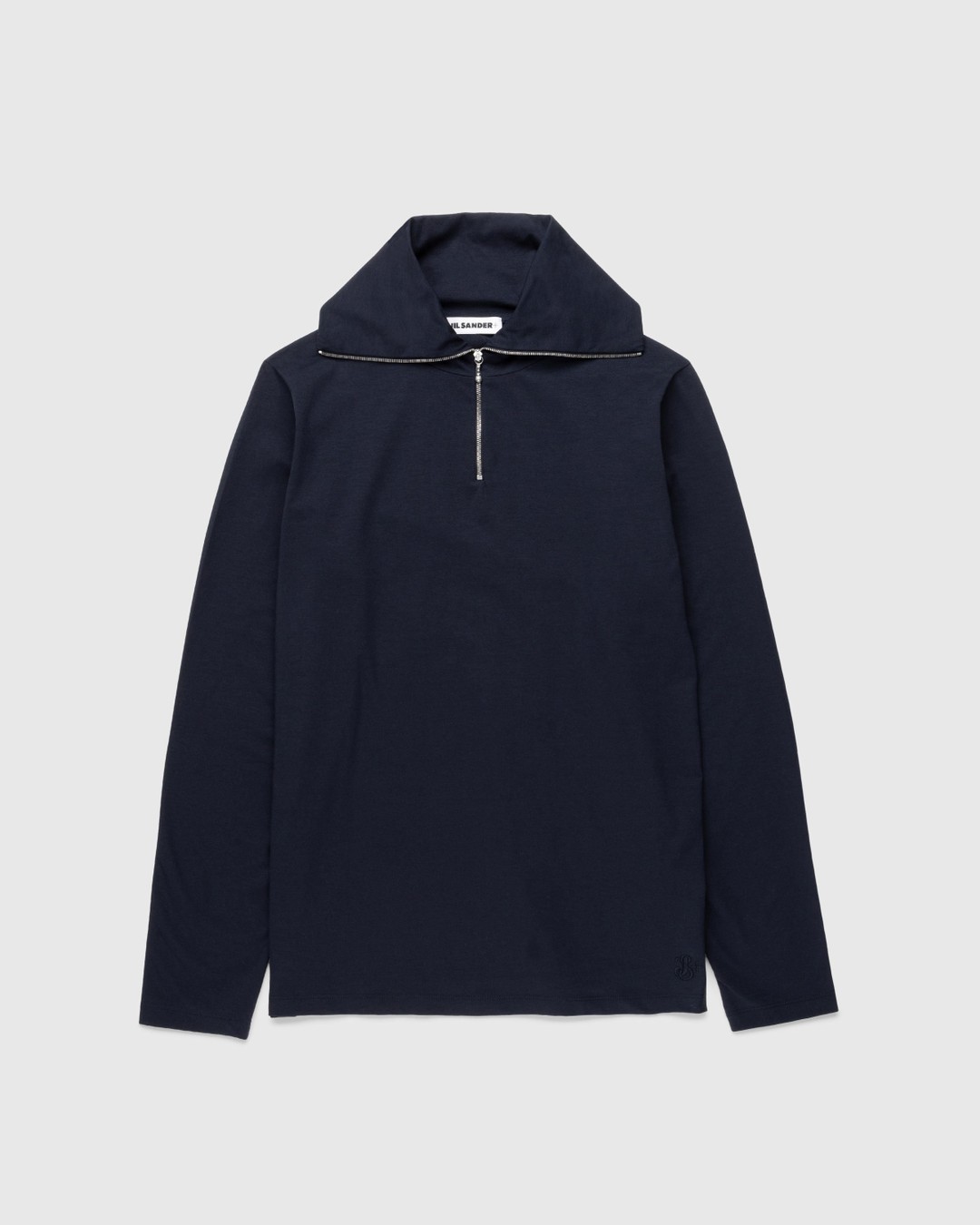 Jil Sander – Zip-Up Long-Sleeve Dark Navy - Tops - Blue - Image 1