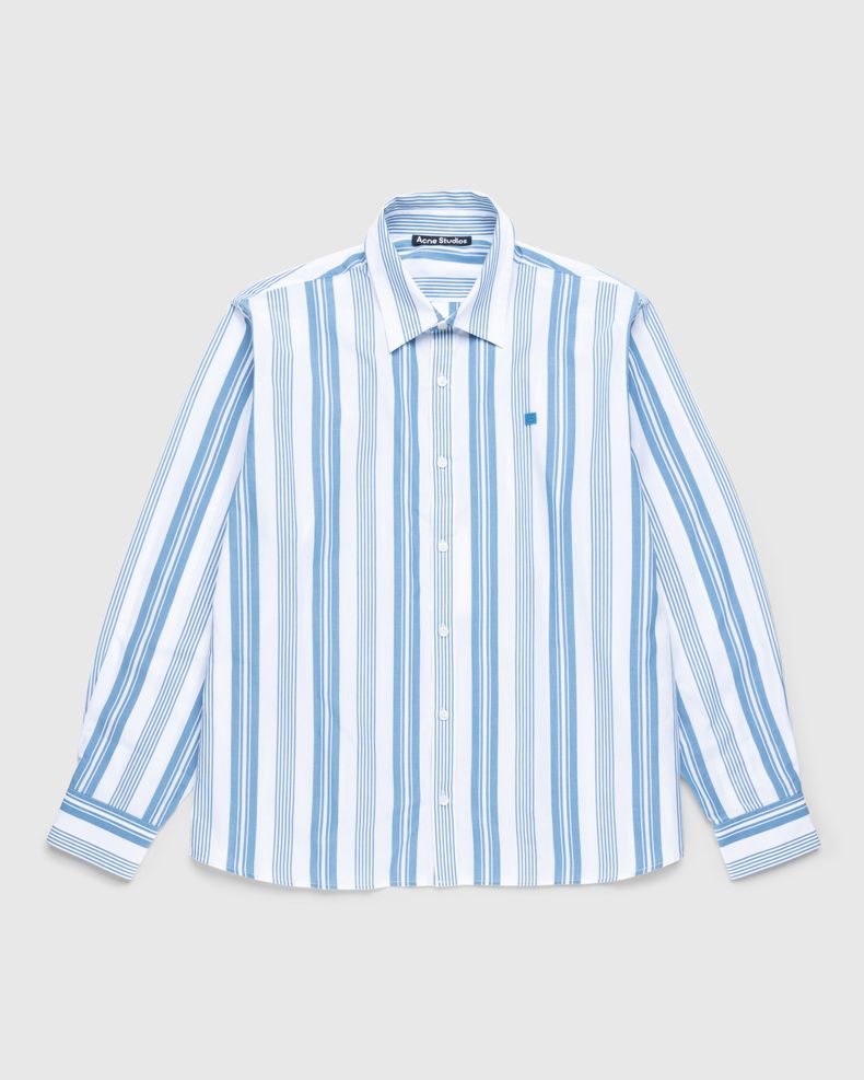 Stripe Button-Up Shirt White/Steel Blue