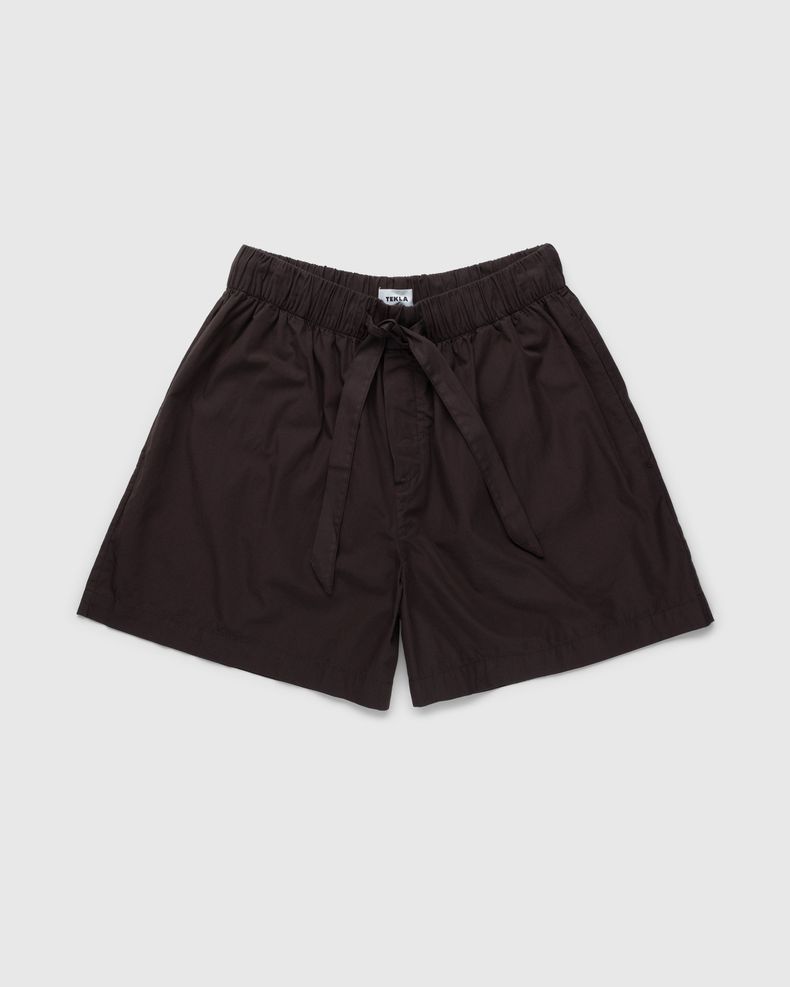 Tekla – Cotton Poplin Pyjamas Shorts Coffee