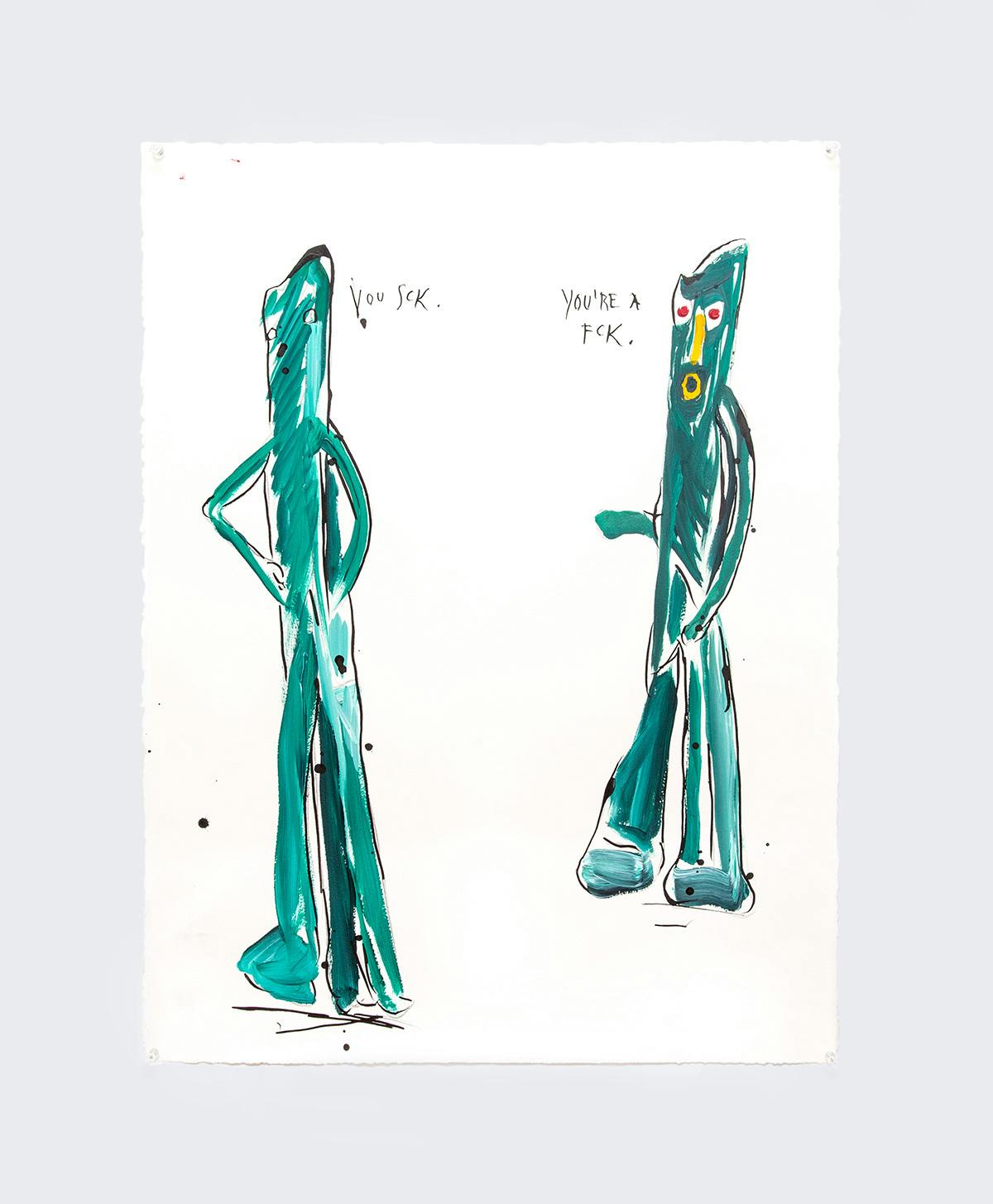 Raymond Pettibon, <em>No Title (You sck. You're...)</em>, 2019