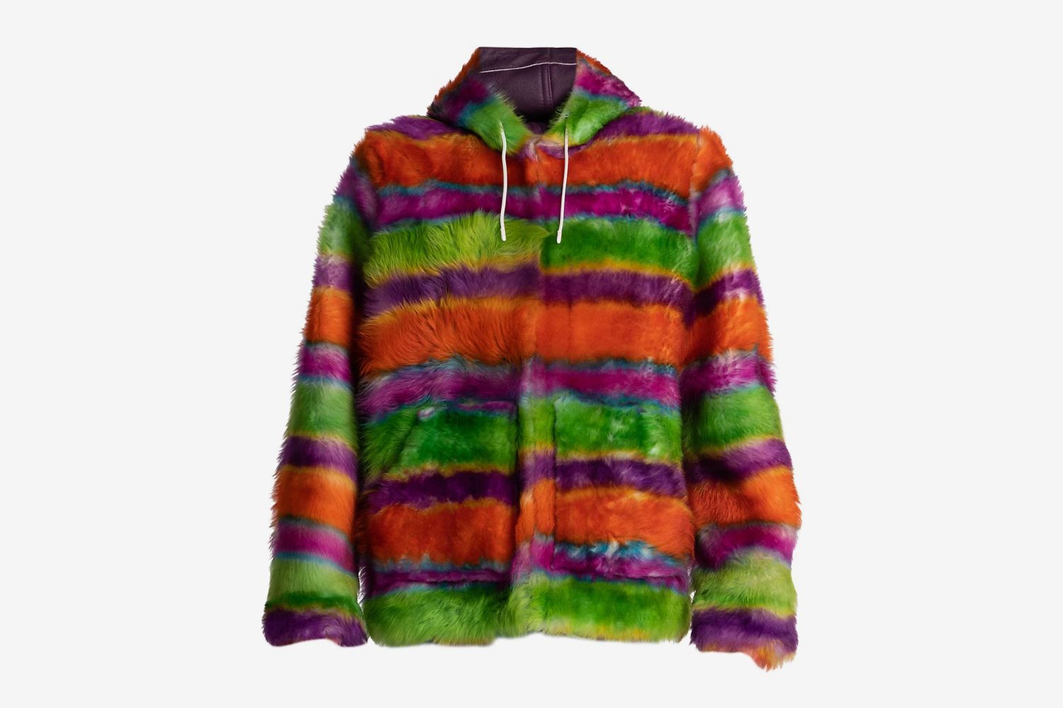 Hooded Stripe Shearling Jacket