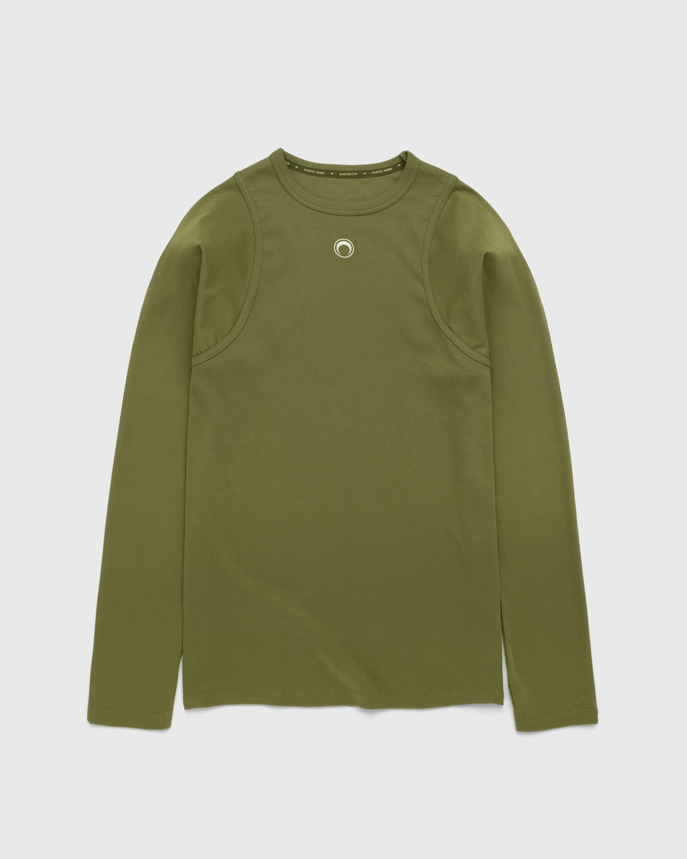Marine Serre – Organic Cotton Relaxed Long-Sleeve Top Green - Longsleeves - Green - Image 1