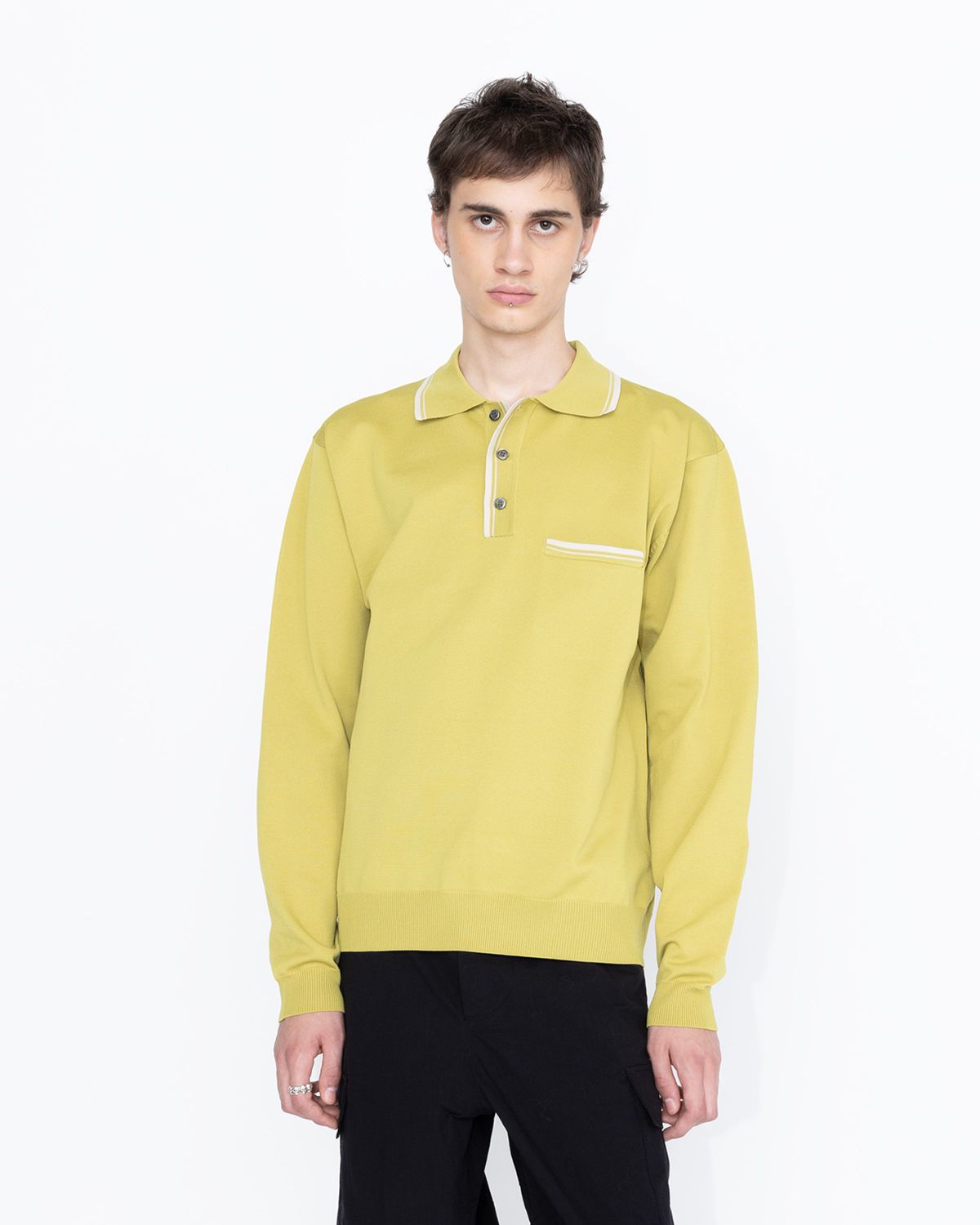 Highsnobiety HS05 – Long Sleeves Knit Polo Green - Longsleeves - Green - Image 3