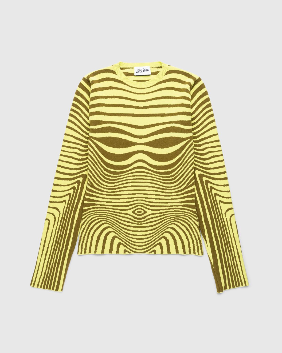 Jean Paul Gaultier – Long Sleeves Crew Neck Morphing Stripes Green - Longsleeves - Green - Image 1