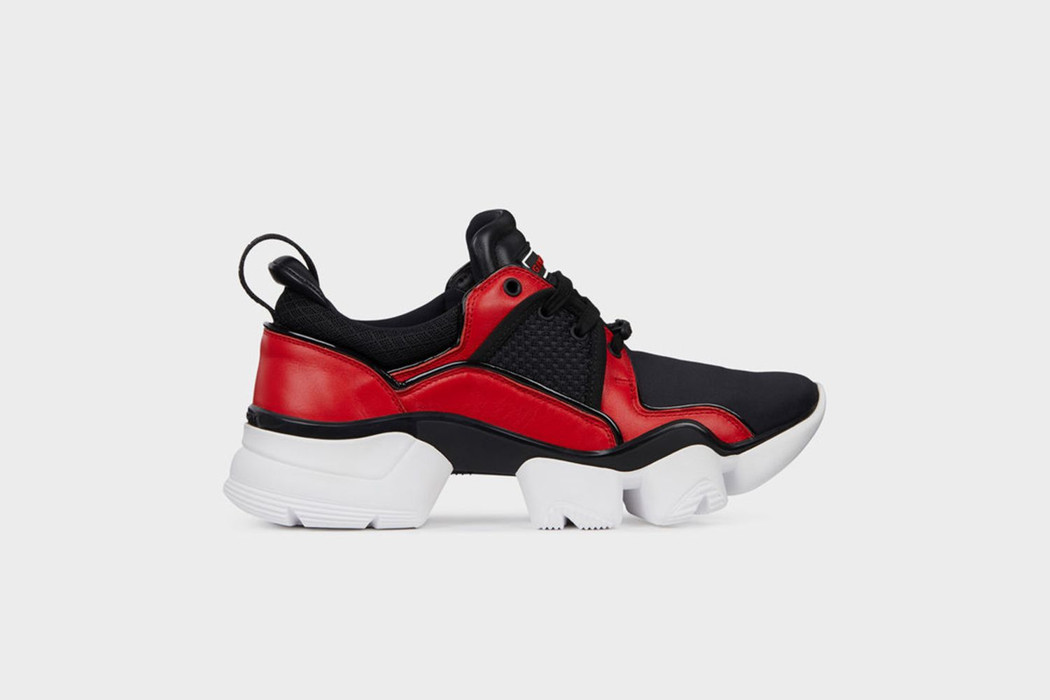 Men's Black and Red JAW Low Sneakers in Neoprene and Leather