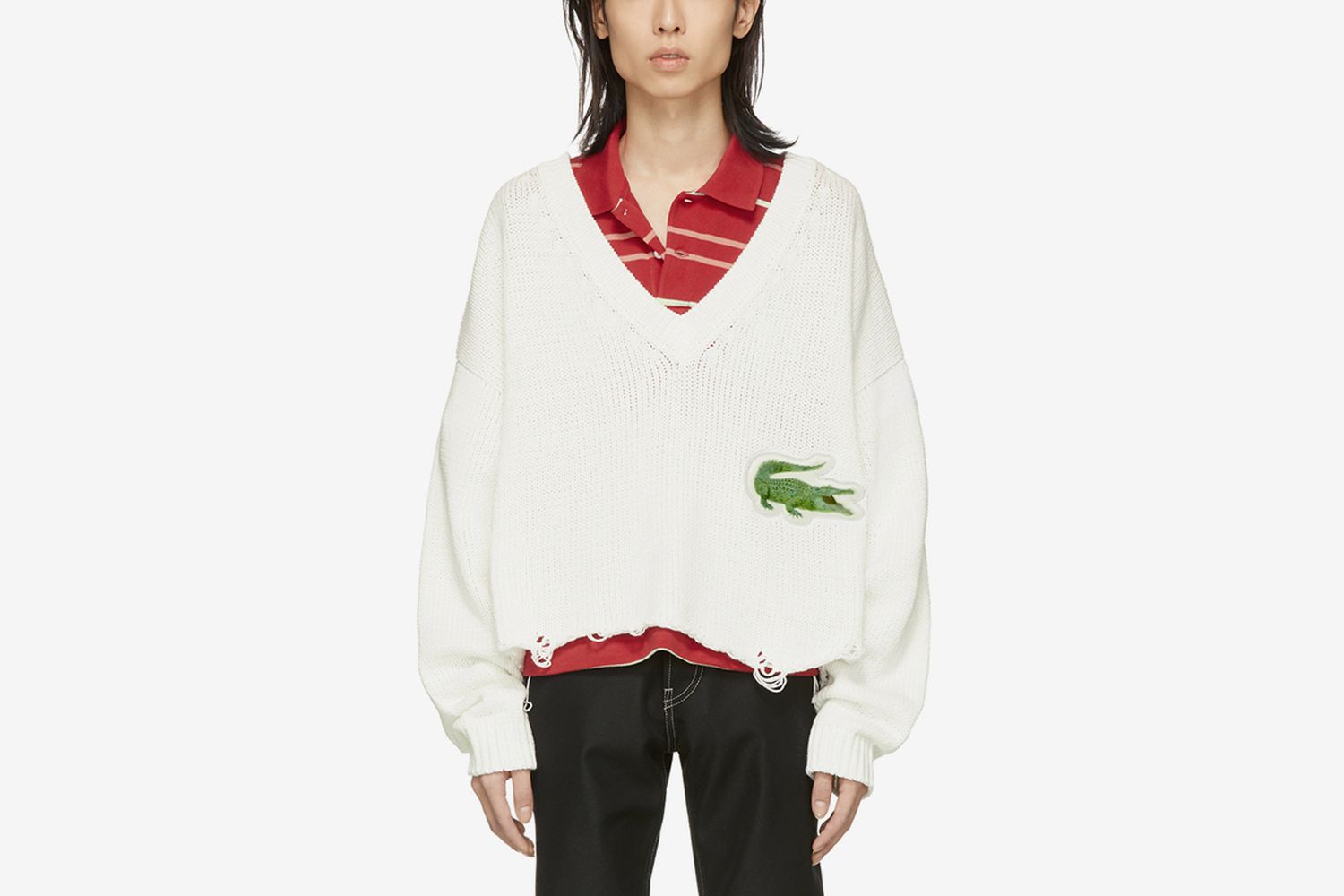 White 3D Patch Sweater