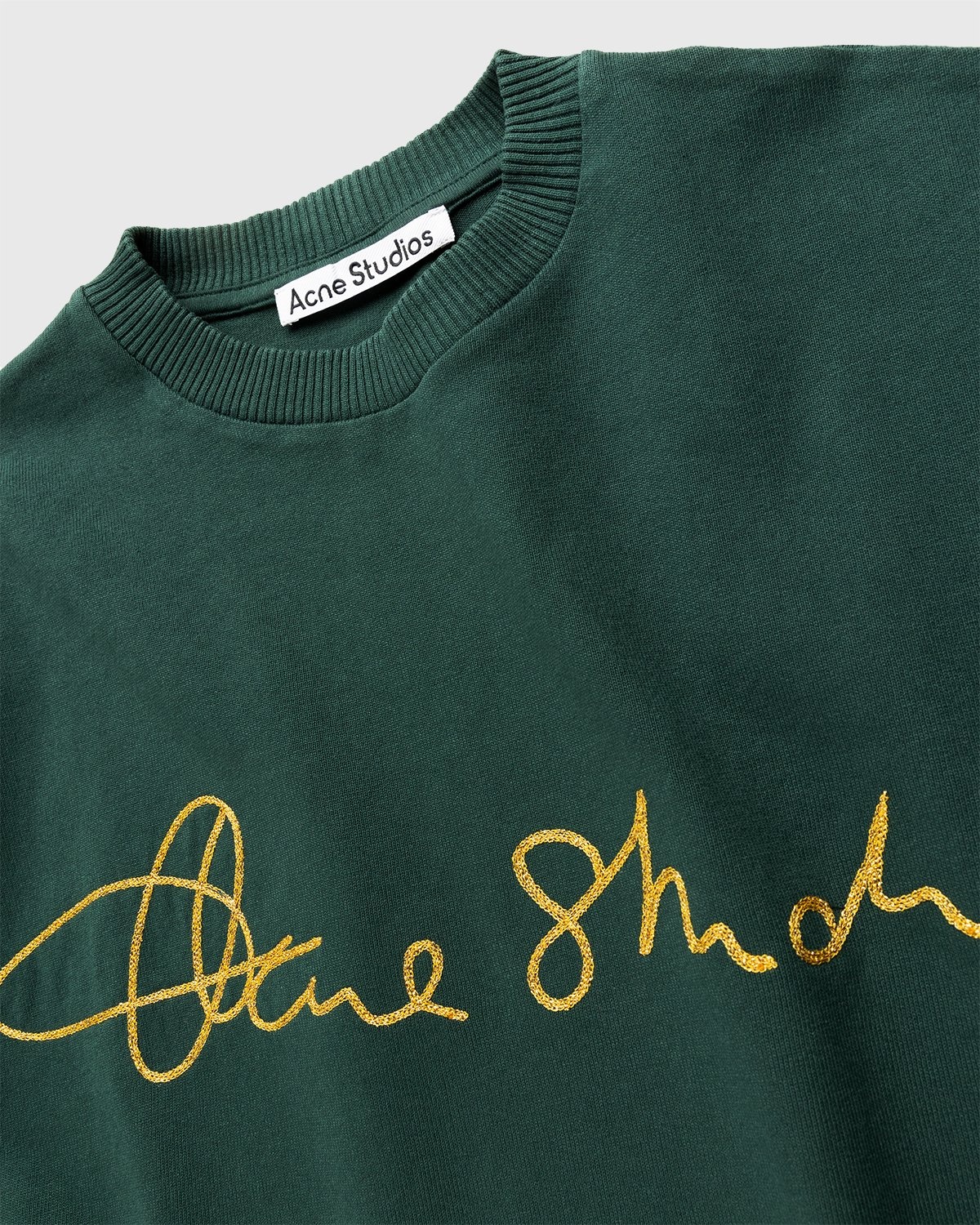 Acne Studios – Cotton Logo T-Shirt Deep Green - Tops - Green - Image 3