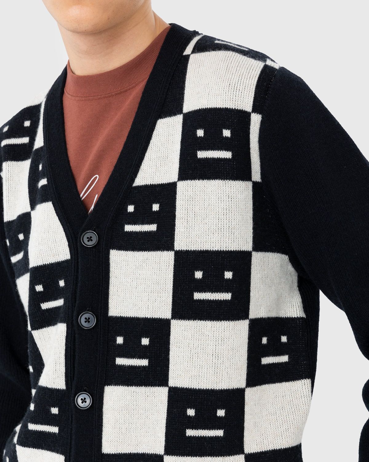Acne Studios – Knit Wool Cardigan Black/Oatmeal Melange - Knitwear - Black - Image 6