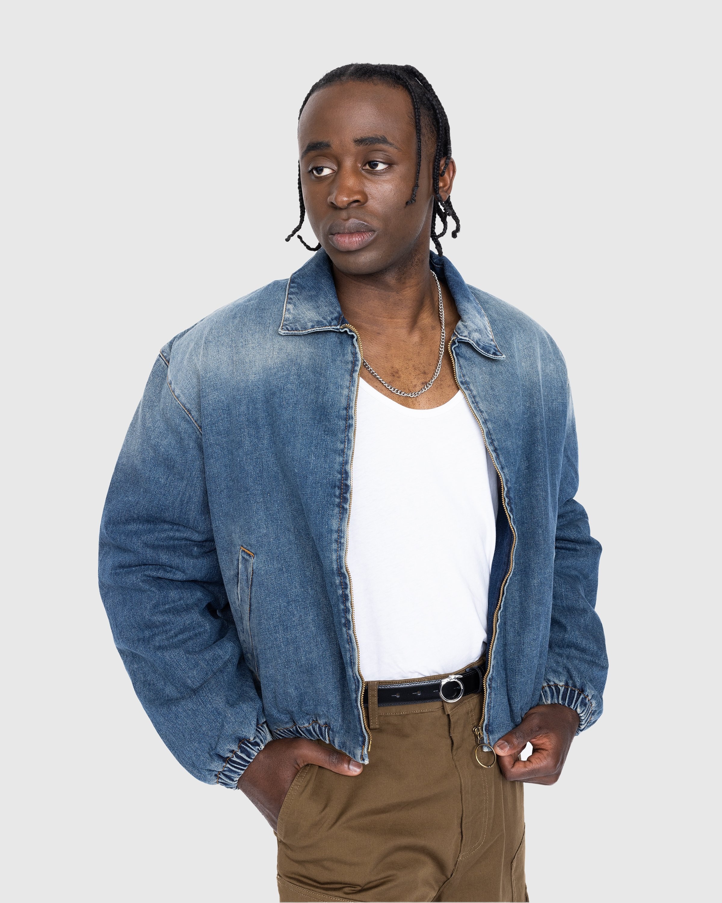 Padded denim jacket hot sale