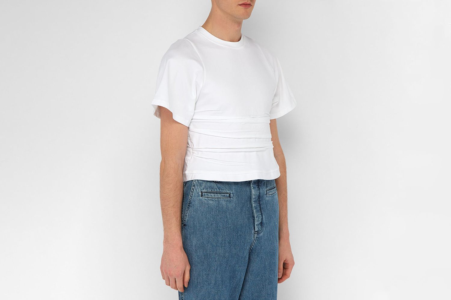 Creased Cropped Cotton-blend Top