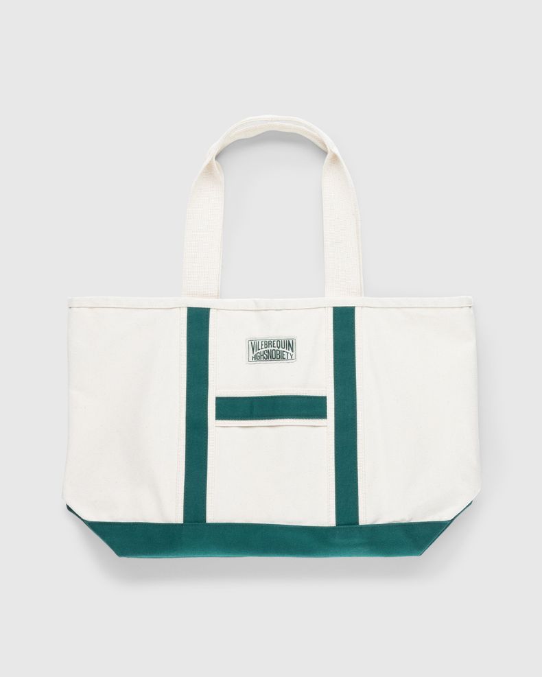 Bicolor Large Tote Bag Natural/Green