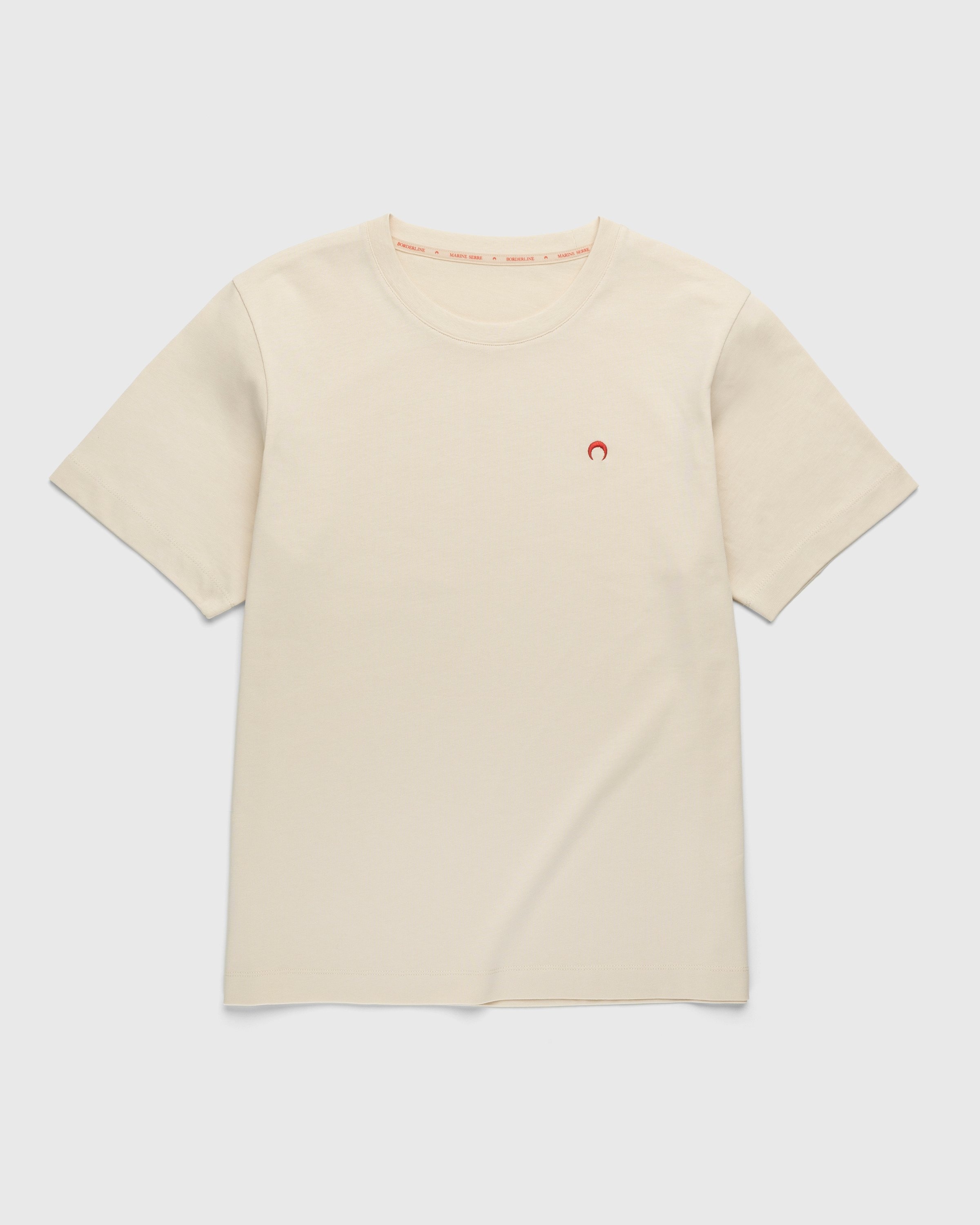 Marine Serre – Organic Cotton T-Shirt Beige - Tops - Beige - Image 1
