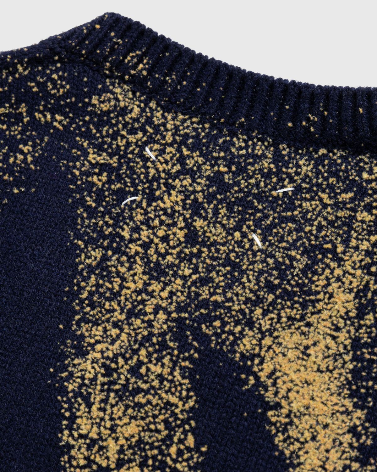 Maison Margiela – Wool V-Neck Sweater Navy - Knitwear - Blue - Image 6